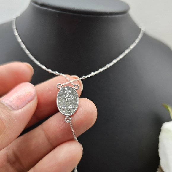 ❤️ DAINTY ROSARY STERLING SILVER NECKLACE - Picture 7 of 8